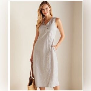 Soft Surroundings Tan Chasia Hemp/Cotton Midi Dress